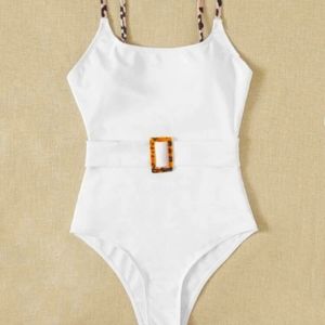White belted one piece swimsuit